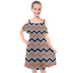 Basketball Thin Chevron Kids  Cut Out Shoulders Chiffon Dress by mccallacoulturesports