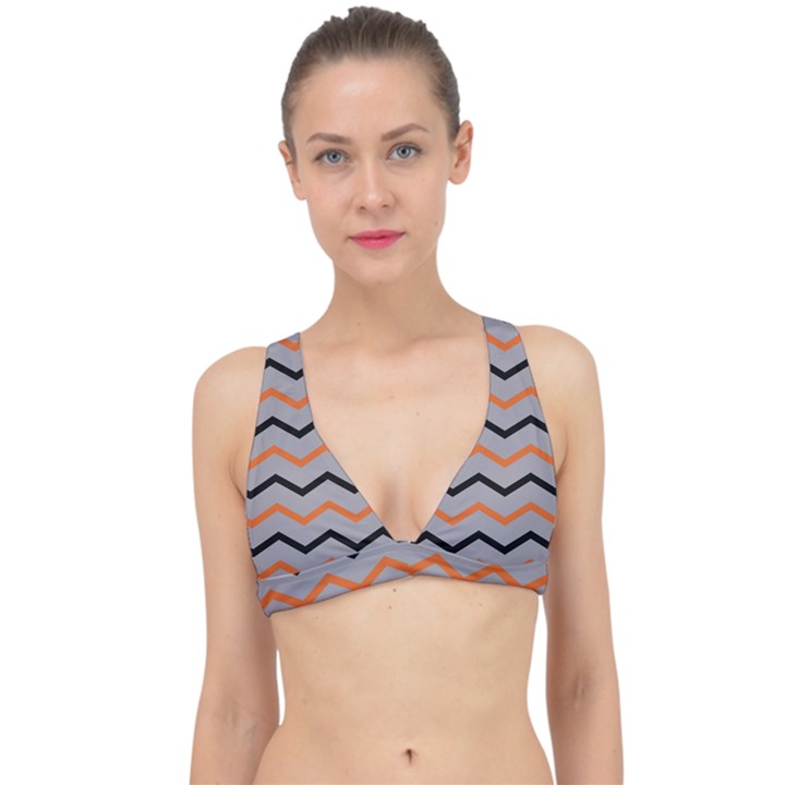 Basketball Thin Chevron Classic Banded Bikini Top