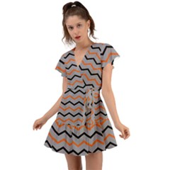 Basketball Thin Chevron Flutter Sleeve Wrap Dress by mccallacoulturesports