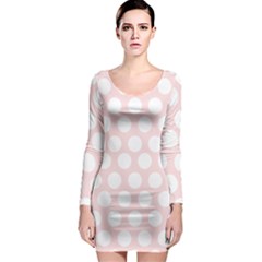 Pink And White Polka Dots Long Sleeve Bodycon Dress by mccallacoulture