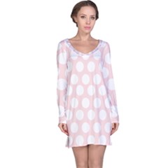 Pink And White Polka Dots Long Sleeve Nightdress by mccallacoulture