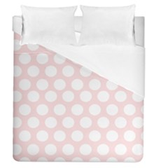 Pink And White Polka Dots Duvet Cover (queen Size) by mccallacoulture