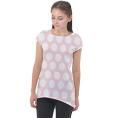 Pink And White Polka Dots Cap Sleeve High Low Top by mccallacoulture