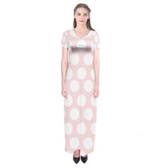 Pink And White Polka Dots Short Sleeve Maxi Dress by mccallacoulture