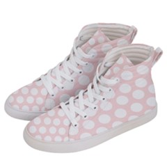 Pink And White Polka Dots Women s Hi-top Skate Sneakers by mccallacoulture