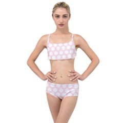 Pink And White Polka Dots Layered Top Bikini Set by mccallacoulture