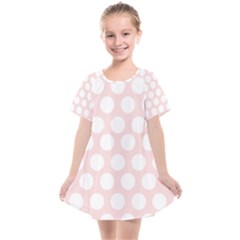 Pink And White Polka Dots Kids  Smock Dress by mccallacoulture