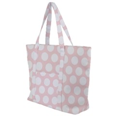 Pink And White Polka Dots Zip Up Canvas Bag by mccallacoulture