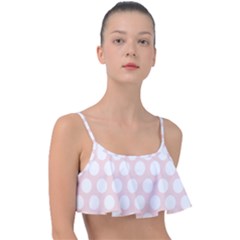 Pink And White Polka Dots Frill Bikini Top