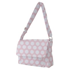 Pink And White Polka Dots Full Print Messenger Bag (m) by mccallacoulture