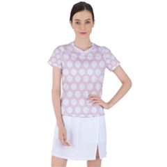 Pink And White Polka Dots Women s Mesh Sports Top by mccallacoulture