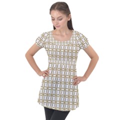 Gold Lattice Puff Sleeve Tunic Top by mccallacoulture