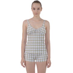 Gold Lattice Tie Front Two Piece Tankini