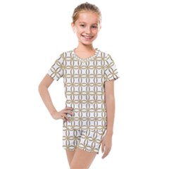 Gold Lattice Kids  Mesh Tee And Shorts Set