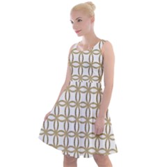 Gold Lattice Knee Length Skater Dress