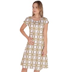 Gold Lattice Classic Short Sleeve Dress