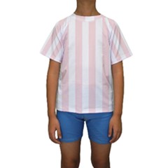 Pastel Pink Stripes Kids  Short Sleeve Swimwear by mccallacoulture