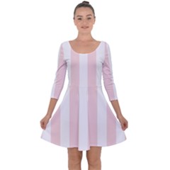 Pastel Pink Stripes Quarter Sleeve Skater Dress