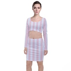 Pastel Pink Stripes Top And Skirt Sets