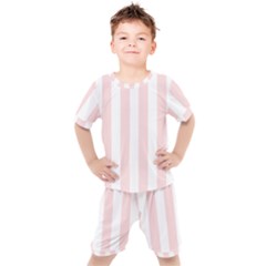 Pastel Pink Stripes Kids  Tee And Shorts Set by mccallacoulture