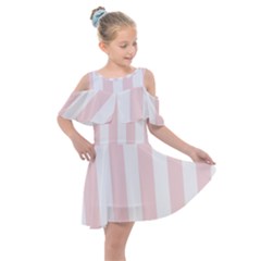 Pastel Pink Stripes Kids  Shoulder Cutout Chiffon Dress by mccallacoulture