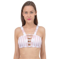 Pastel Pink Stripes Cage Up Bikini Top by mccallacoulture