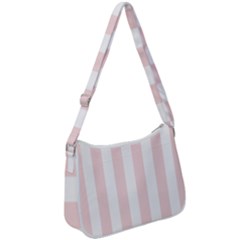 Pastel Pink Stripes Zip Up Shoulder Bag by mccallacoulture