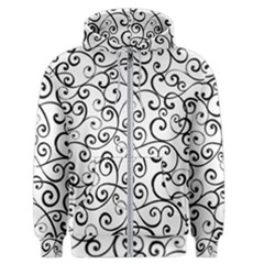 Black And White Swirls Men s Zipper Hoodie