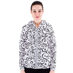 Black And White Swirls Women s Zipper Hoodie