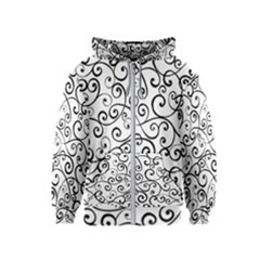 Black And White Swirls Kids  Zipper Hoodie