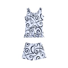 Black And White Swirls Kids  Boyleg Swimsuit