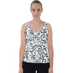 Black And White Swirls Velvet Tank Top