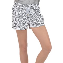 Black And White Swirls Women s Velour Lounge Shorts by mccallacoulture