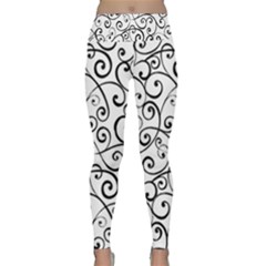 Black And White Swirls Lightweight Velour Classic Yoga Leggings