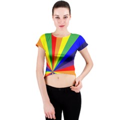 Rainbow Pattern Crew Neck Crop Top by designsbymallika