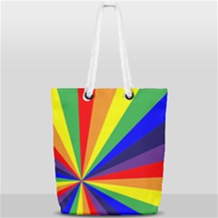 Rainbow Pattern Full Print Rope Handle Tote (small) by designsbymallika