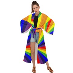 Rainbow Pattern Maxi Kimono