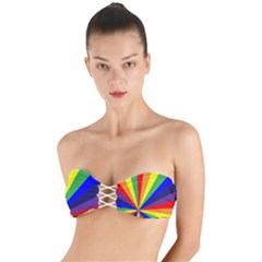 Rainbow Pattern Twist Bandeau Bikini Top