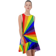 Rainbow Pattern Frill Swing Dress