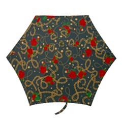 Golden Chain Pattern With Roses Mini Folding Umbrellas by designsbymallika