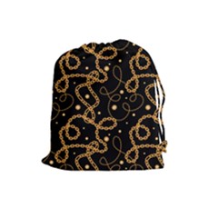 Golden Chain Print Drawstring Pouch (large) by designsbymallika