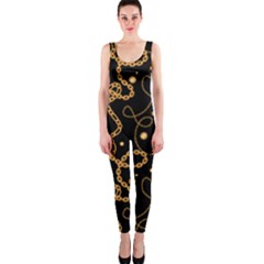 Golden Chain Print One Piece Catsuit by designsbymallika