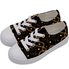 Golden Chain Print Kids  Low Top Canvas Sneakers by designsbymallika