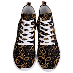 Golden Chain Print Men s Lightweight High Top Sneakers by designsbymallika