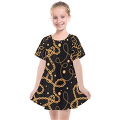 Golden Chain Print Kids  Smock Dress by designsbymallika