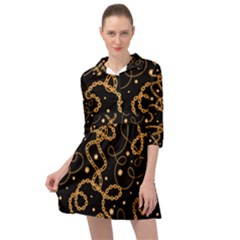 Golden Chain Print Mini Skater Shirt Dress