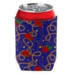 Blue Golden Chain Rose Pattern Can Holder by designsbymallika