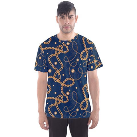 Golden Chain Pattern Men s Sports Mesh Tee by designsbymallika