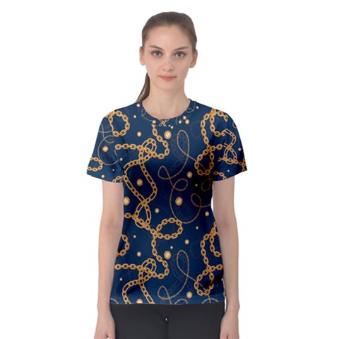 Golden Chain Pattern Women s Sport Mesh Tee by designsbymallika