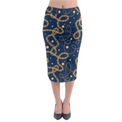 Golden Chain Pattern Midi Pencil Skirt by designsbymallika